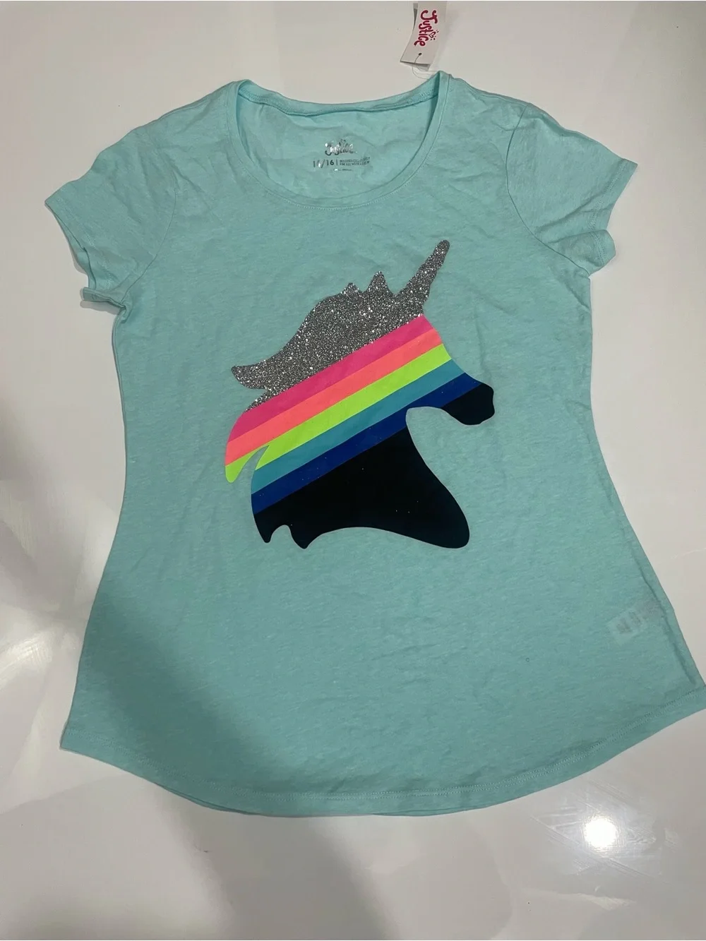 Justice Girls' Neon Pink & Light Teal Graphic Short Sleeve Tees